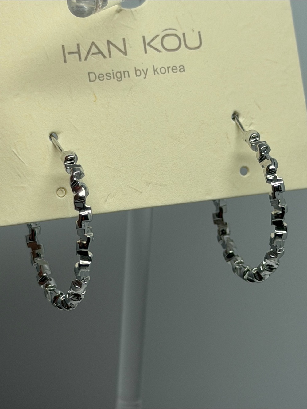 925 Sterling Silver needle in  Faceted Link Hoop Earrings